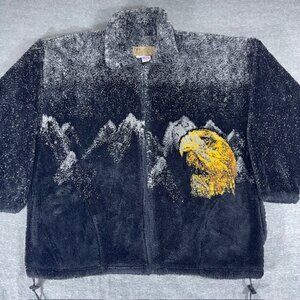 Vintage Bear Ridge Outfitters Jacket 2X Womens Zip Fleece Eagle USA Pockets Cozy
